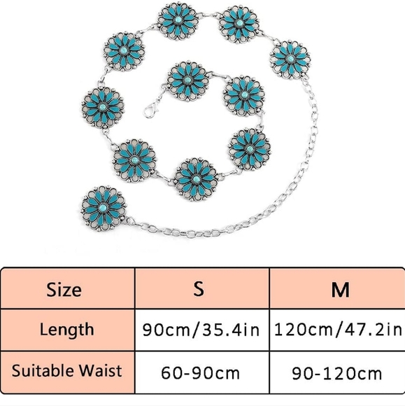 New Turqouise waist chain belt 35" or 47" - Picture 4 of 5